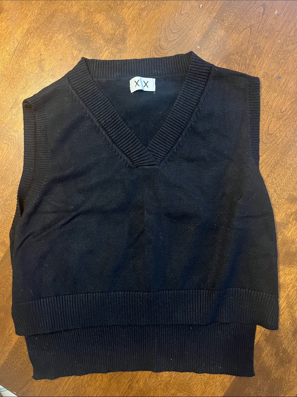 Cropped Black V-Neck Sweater Vest
